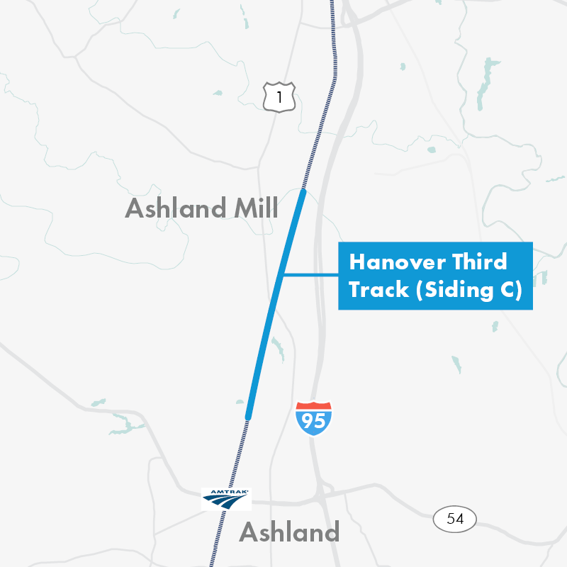 Map of Hanover Third Track (Siding C) Project