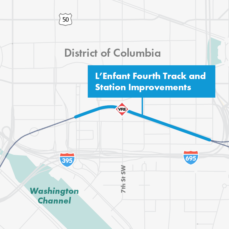 Map of L'Enfant Fourth Track Station Improvements Project