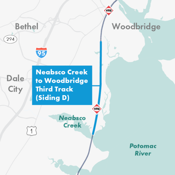 Map of Neabsco Creek to Woodbridge Third Track (Siding D) Project