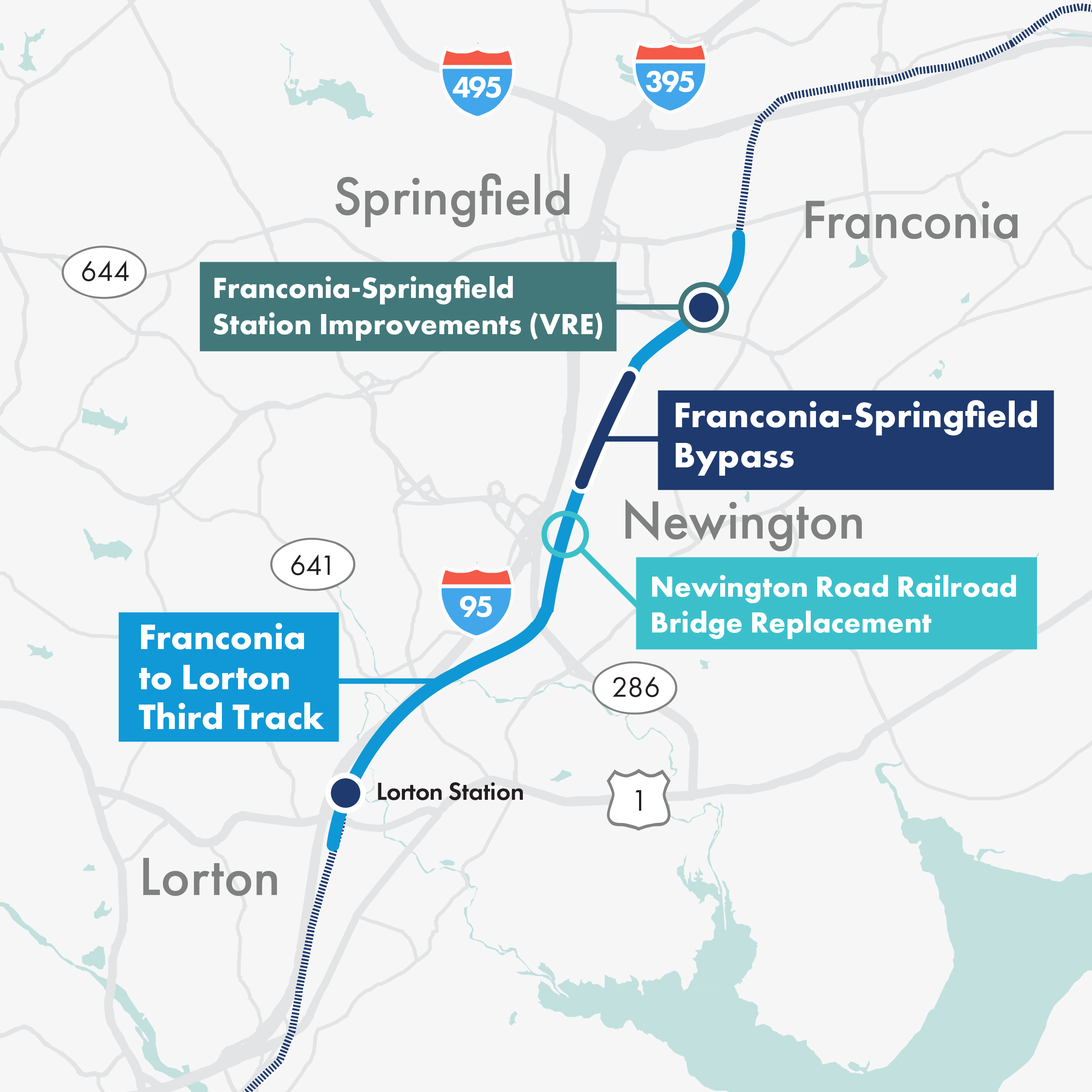 Map of Franconia Springfield Bypass Project