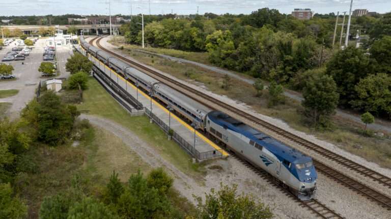 Train traveling into Norfolk station