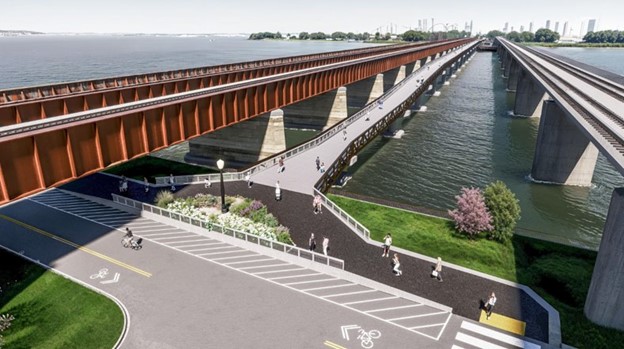 Future Bike-pedestrian bridge landings at Mt. Vernon Trail